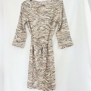 Boho Chic Zebra Print Dress with Bell Sleeves